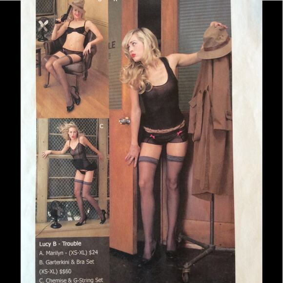 NWT Lucy B Trouble Black G-String Pinup Girl Series - Picture 4 of 4